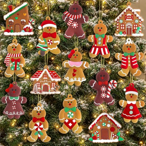 16-Piece 3" Kockuu Gingerbread Man & House Christmas Tree Ornament Set Deal