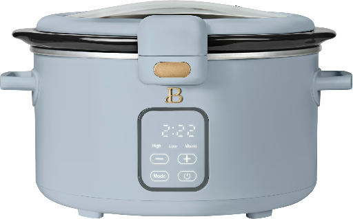 Beautiful 4 Qt Digital Slow Cooker with Hinged Locking Lid, Cornflower Blue
