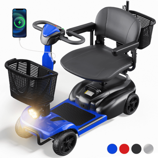 SACVON 4 Wheels Mobility Scooter with Cane Holder