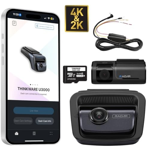 Thinkware U3000 4K+2K Dual Dash Cam Bundle w/ Rear Cam, 64GB SD & Hardwire Kit Deal