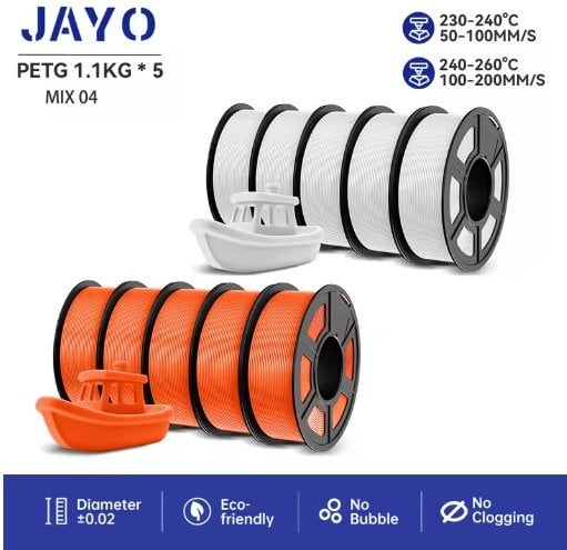 JAYO PETG 3D Filament 1.75mm 10 Rolls Deal