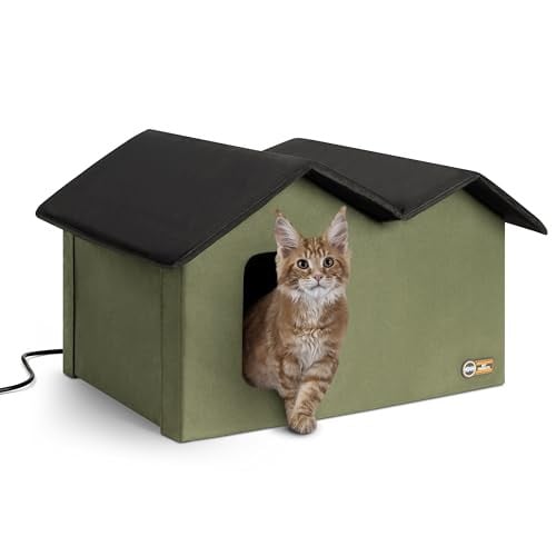 K&H Pet Products Extra-Wide Heated Cat House (Olive, 21.5"D x 26.5"W x 15.5"H) Deal