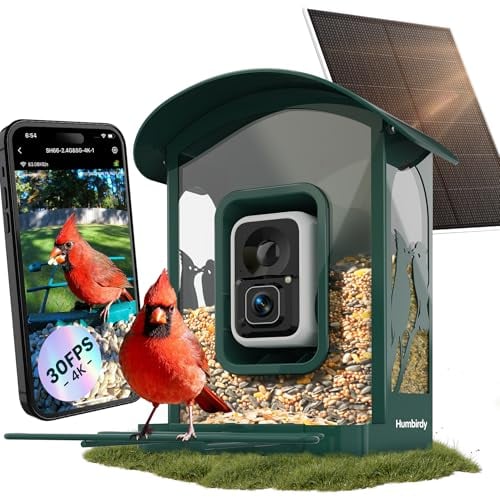 Humbirdy 4K Smart Bird Feeder with Camera, Solar Powered, No Subscription