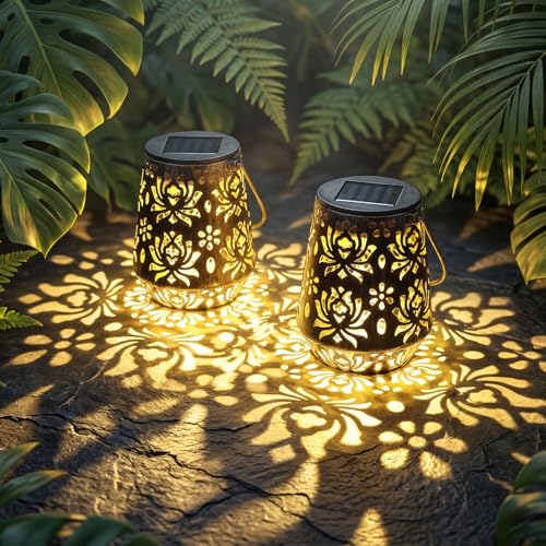 Edenseelake 2 Pack Solar Hanging Lanterns Outdoor Waterproof Deal