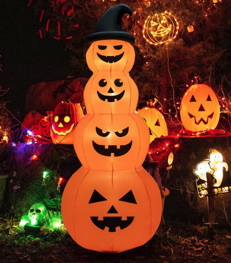 Costway 8FT Halloween Inflatable Stacked Pumpkins W/LED Lights