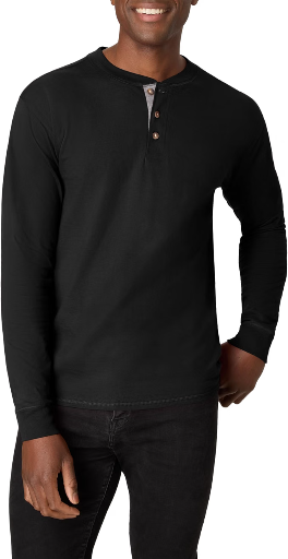Hanes Men's Beefy-T Henley Cotton Long Sleeve T-Shirt Deal