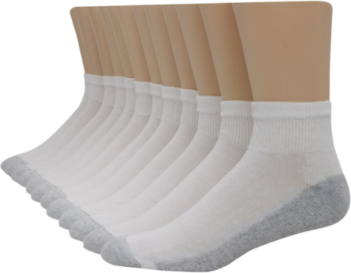 Hanes Men's Double Tough Durability Ankle Socks 12-Pack