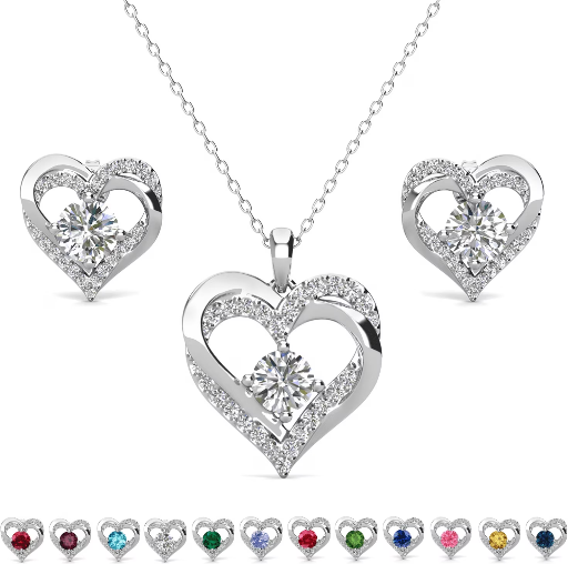 Cate & Chloe Forever April Diamond Birthstone Necklace and Stud Earring Set with Swarovski Crystals