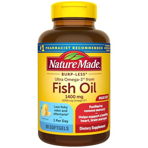 Nature Made Burp Less Ultra 1400mg Omega 3 Fish Oil Softgels 90 Count
