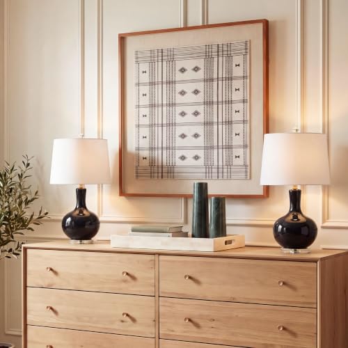 SAFAVIEH Nilla Modern Contemporary Navy / Clear 27-inch Table Lamp Set of 2