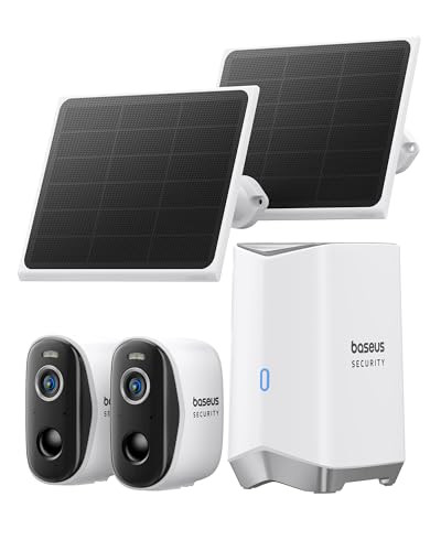 Baseus 2 Camera Outdoor Wireless Solar Security Cameras with Base 2-Way Audio