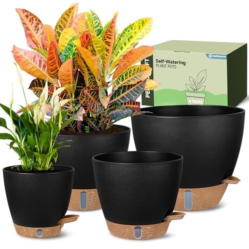 Self-Watering Pots for Indoor and Outdoor Plants 4-Pack Deal
