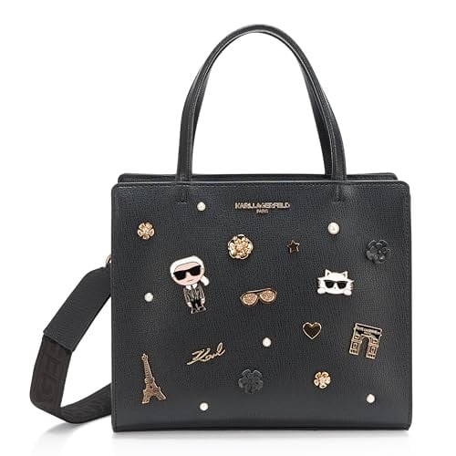 KARL LAGERFELD Women's Maybelle Pins Satchel Black Multi One Size