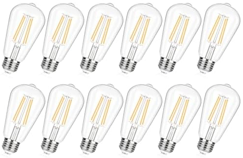 12-Pack Tobusa Vintage 90+ CRI Non-Dimmable ST58 2700K Warm White LED Filament Edison Bulbs