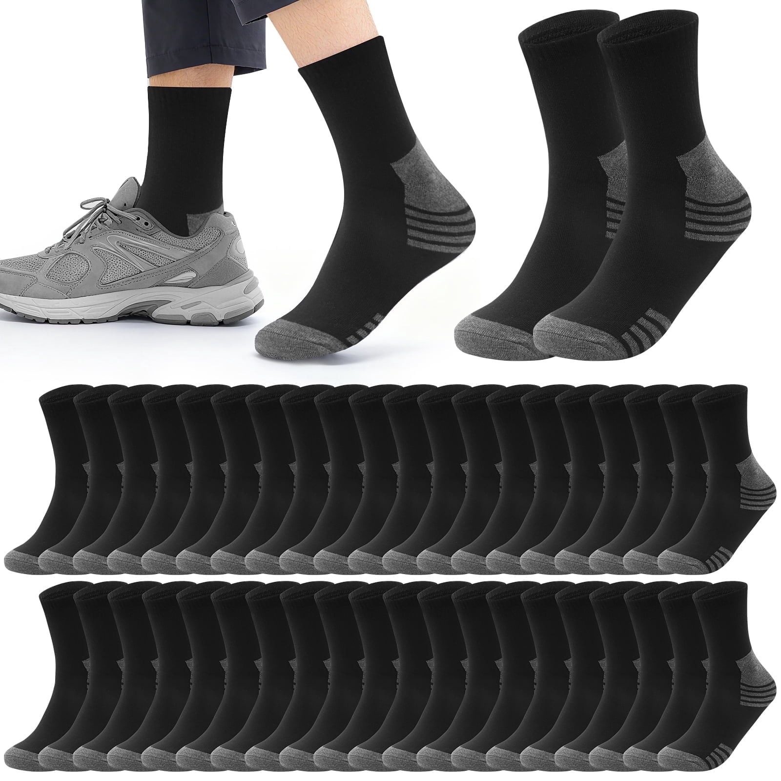 Usavemo 20 Pairs Mens Plus Size Athletic Ankle Socks for Men Size 13-15 Deal