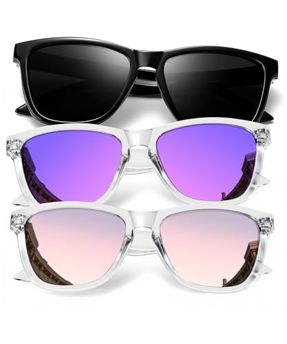 KALIYADI Women's Polarized Rectangular Retro Sunglasses 3-Pack Deal