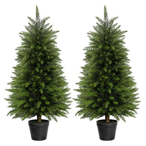 3FT Artificial Cedar Topiary Trees Set of 2 Deal