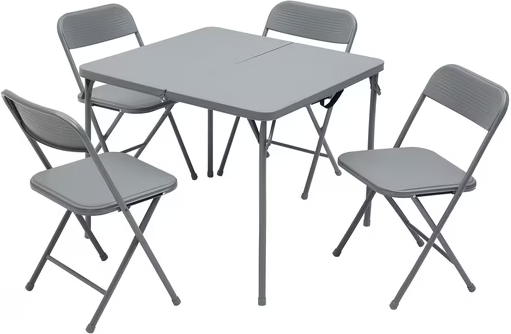 Mainstays Resin Folding Card Table & Chairs Set (Gray) 5-Piece Deal