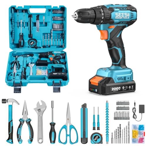 SEESII 20V Cordless Drill with 183Pcs Tool Set