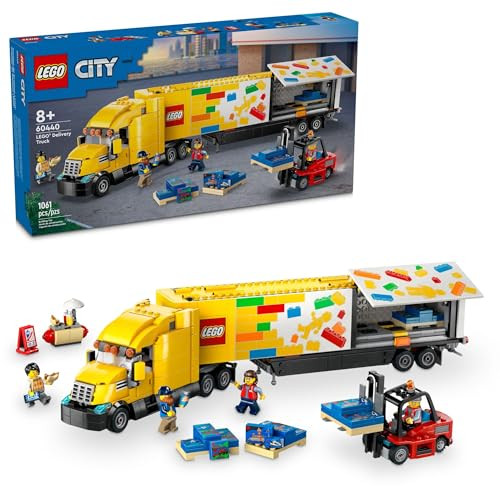LEGO City Yellow Delivery Truck Toy – Semi Truck Building Toy 1061 Pieces