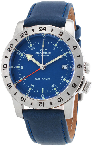 GLYCINE Airman Vintage GMT Quartz Blue Dial Men's Watch