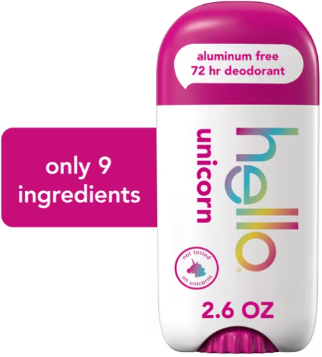 Hello Unicorn Aluminum-Free Deodorant, 2.6 oz Stick with Shea Butter +$3 Walmart Cash