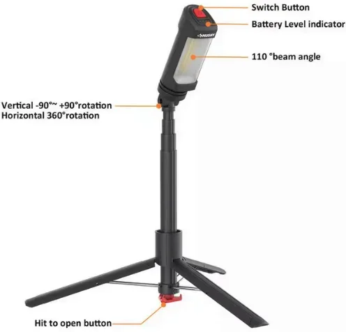 Husky 800 Lumen LED Rechargeable Detachable Tripod Work Light