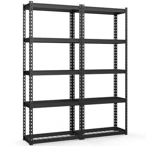 Goplus 2-Pack 5-Tier Metal Height Adjustable Shelving Storage Racks (12"D x 27.5"W x 66"H) Deal