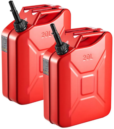 VEVOR Metal Fuel Container 5.3 Gallon 2-Pack Deal