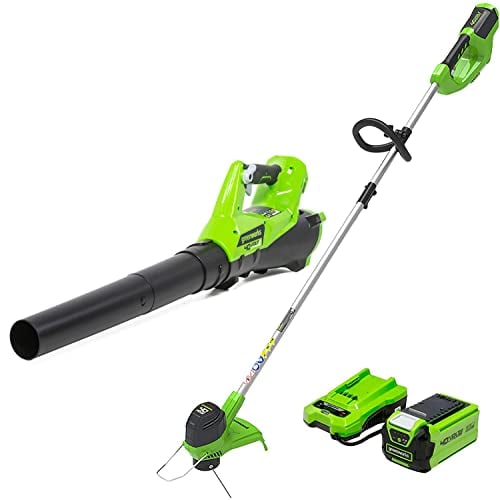 Greenworks 40V 12 in String Trimmer & 390 CFM Blower Combo 2.0 Ah Battery