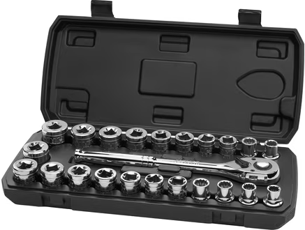 HART 23-Piece 1/2" Drive Mechanics Set w/ 90-Tooth Ratchet & Deep Sockets