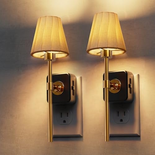 LOHAS LED Dimmable Plug-In Night Lights 2-Count with Fabric Shades & Dusk-to-Dawn Sensor Deal