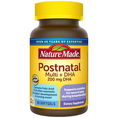 Nature Made Postnatal Multivitamin + DHA 200 mg Softgels 2 x 60-Count Deal