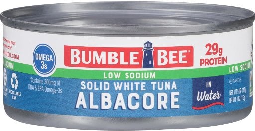 Bumble Bee Low Sodium Solid White Albacore Tuna in Water, 5 oz Can