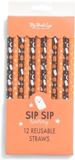 Marshalls Set Of 12 Ghosts And Pumpkins Reusable Straws