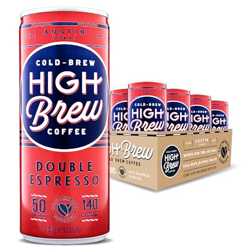 High Brew Lightly Sweetened Cold Brew Iced Coffee (Double Espresso), 12-Pack, 8 oz