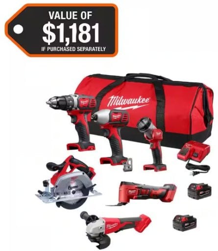 Milwaukee M18 18-Volt Lithium-Ion Cordless Combo Kit (6-Tool) Deal