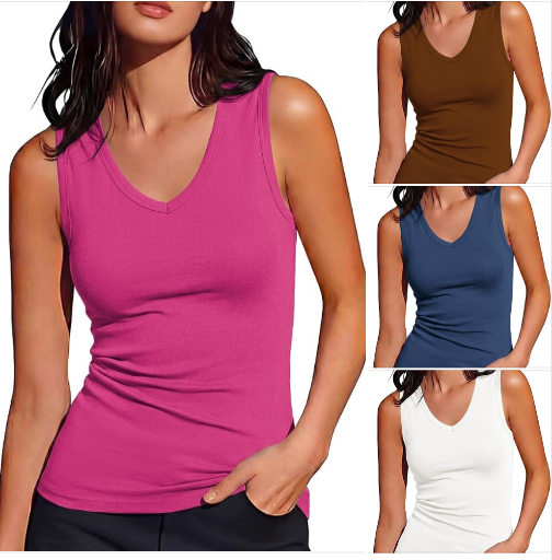 Totatuit Women Wide Strap V Neck Tank Tops Deal