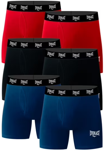 6-Pack Everlast Men's Cotton Stretch Boxer Briefs with Fly Deal