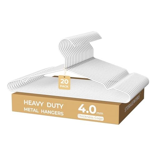 StorageWorks 4mm Heavy Duty Stainless Steel Wire Clothes Hangers 20-Pack