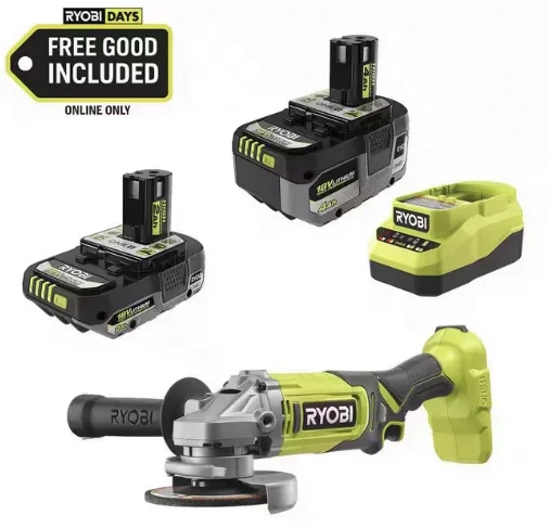 Ryobi ONE+ 18V High Performance Kit w/ 4.0Ah Battery, 2.0Ah Battery & Charger + FREE ONE+ Cordless 4-1/2" Angle Grinder Deal
