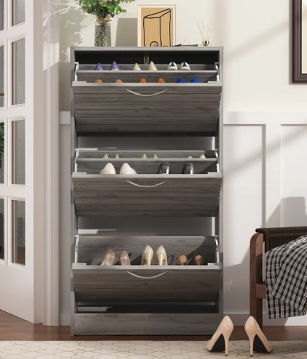 10-12 Pair Shoe Storage Cabinet in Grey