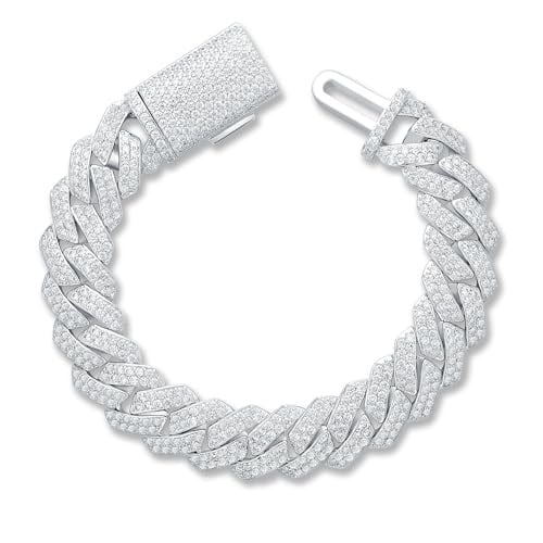 15mm Iced Out Diamond Cuban Link Bracelet