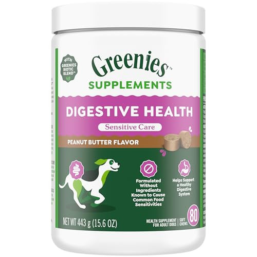 Greenies Sensitive Care Digestive Health Dog Supplement, Peanut Butter, 80 Count