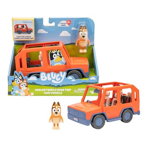 Bluey Heeler Family Road Trip Open Roof 4WD Toy Vehicle w/ 2.5" Chilli Figure
