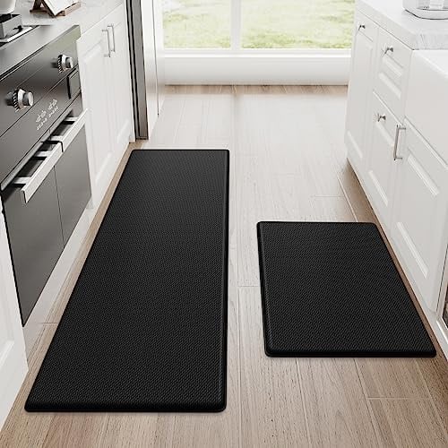 StepRite Cushioned Anti Fatigue Kitchen Mats 2-Pc (17.3"x30"+17.3"x47") - Black Deal