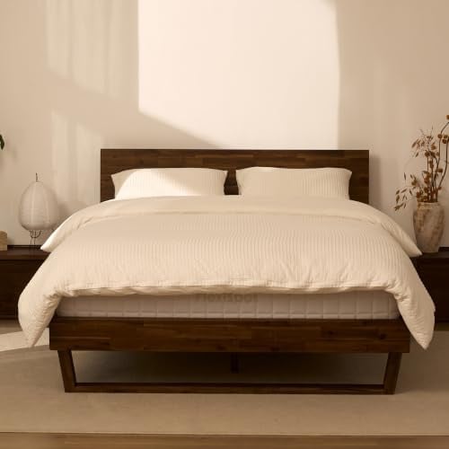 FLEXISPOT Hako G3 Acacia Wood Platform Bed Frame w/ Storage Headboard (Queen)