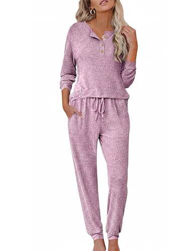 Ekouaer Women's Henley Pajama Lounge Set 2-Piece Deal