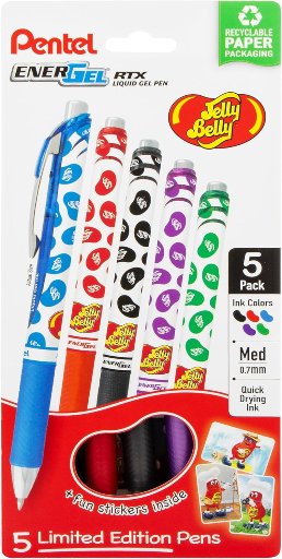 Pentel EnerGel RTX Retractable Liquid Gel Pen Jelly Belly Limited Edition 2-Pack 5-Count