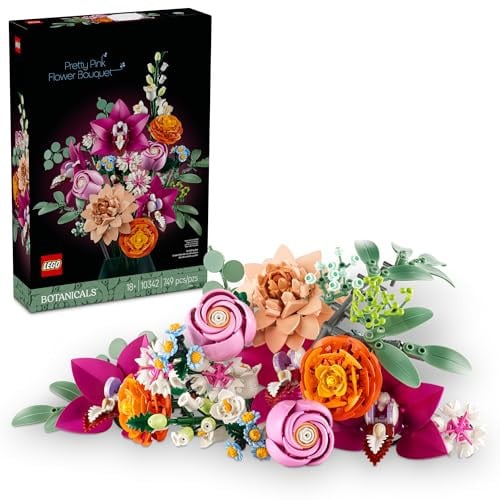 LEGO Botanicals Pretty Pink Flower Bouquet Building Set (10342) 749-Pc